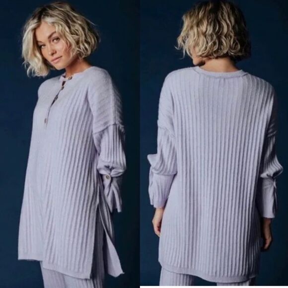 Free People Around the Clock Pullover Cozy Lavender Oversized Sweater Tunic XS - Picture 2 of 16
